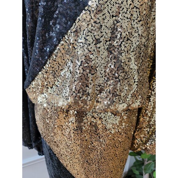 ELOQUII Bodycone Dress Women's Size 28 Black Gold 100% Polyester Long Sleeves - Picture 4 of 16